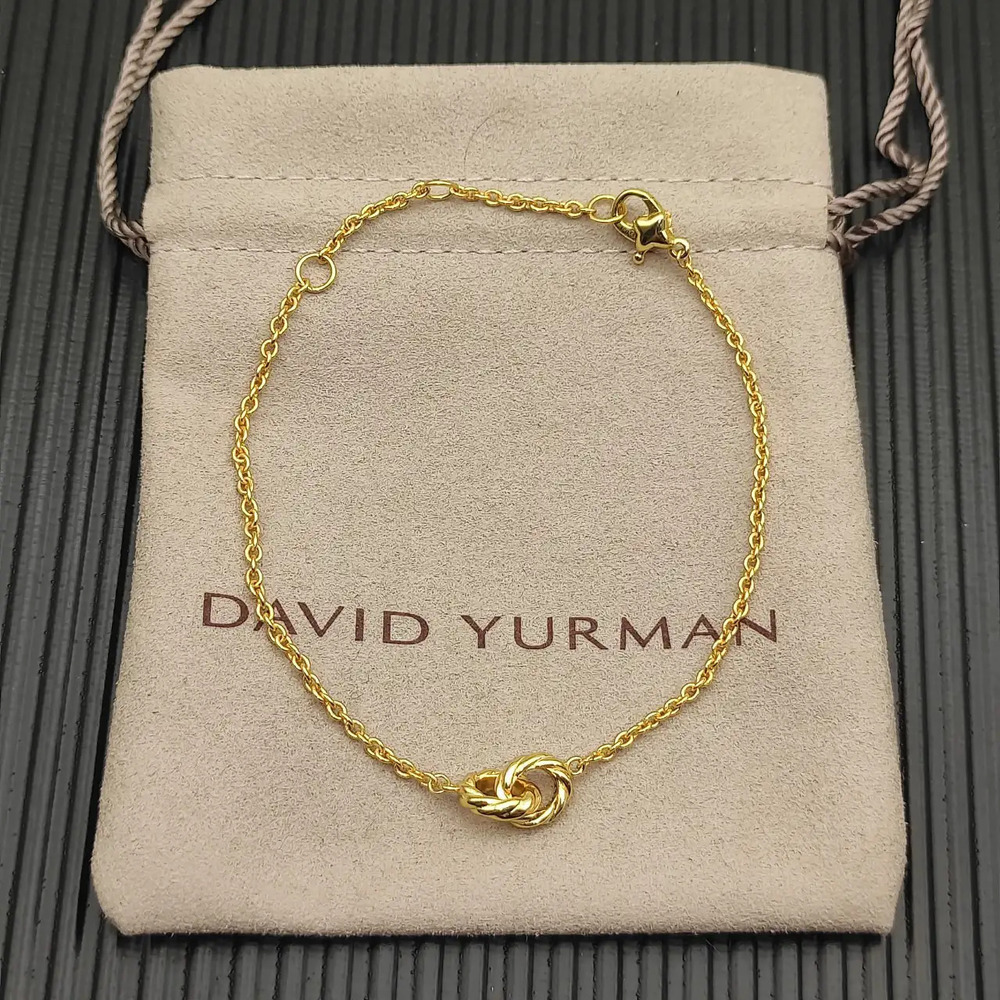 David Yurman Gold Double-Ring Twisted Bracelet